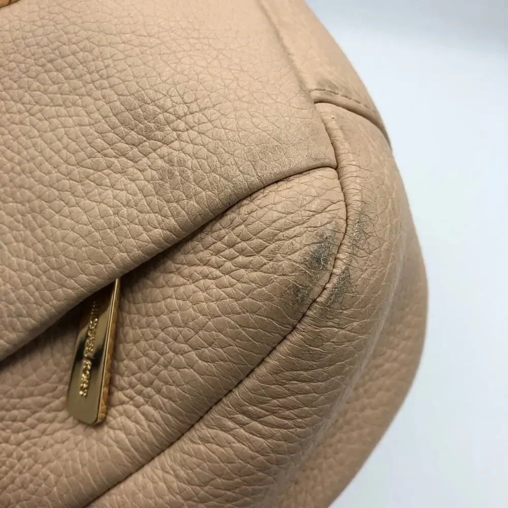 Michael Kors Blush Tan Leather Crossbody Handbag Purse Gold Hardware Bag